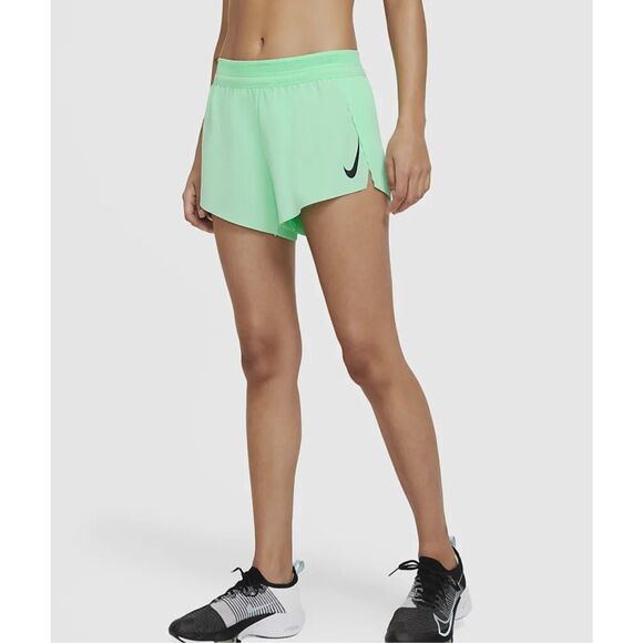 Nike Mint Green Size Small CZ9398- 55 Aeroswift Running Shorts Rare Pleated - Picture 1 of 7